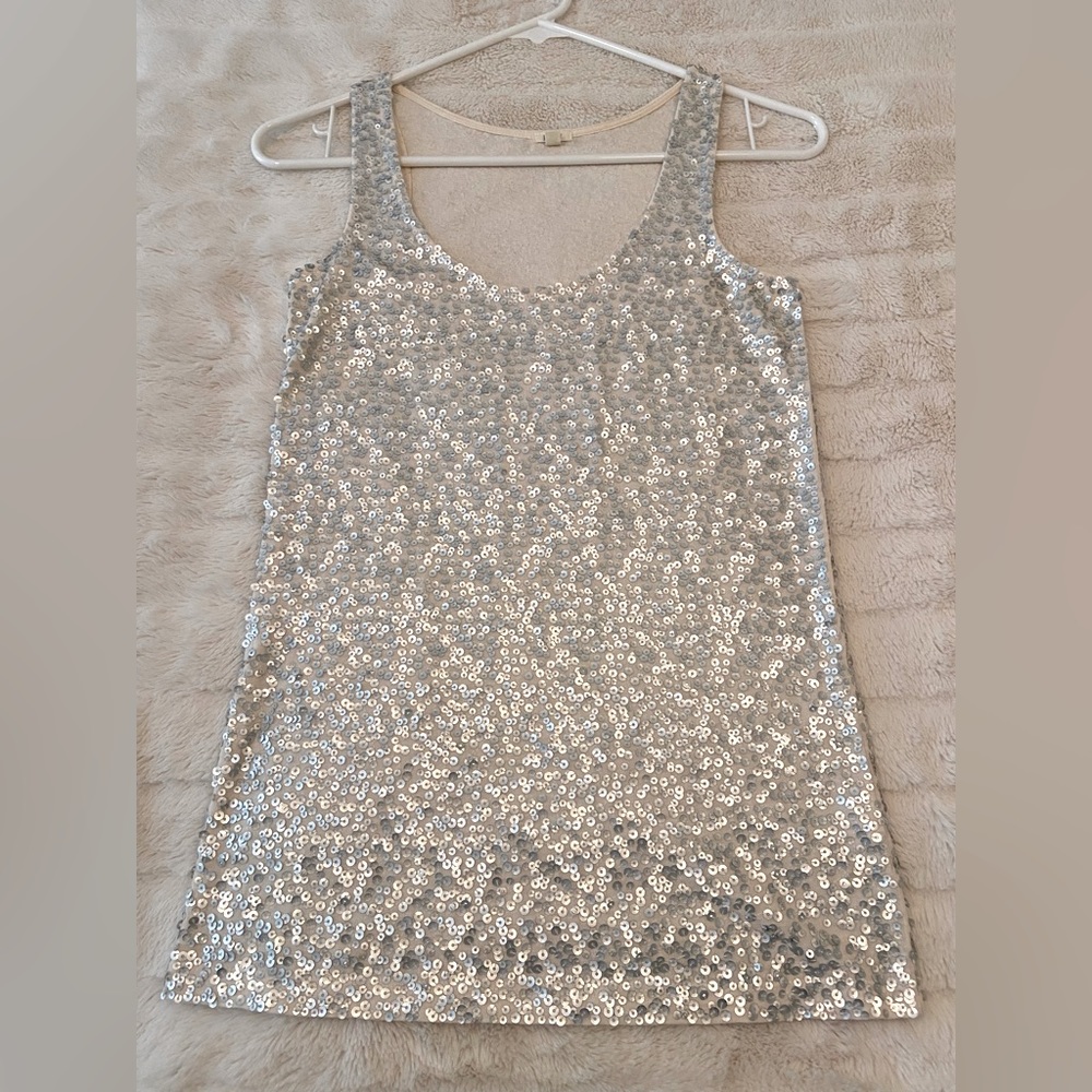 J. Crew Silver Sequins Tank Top XXS